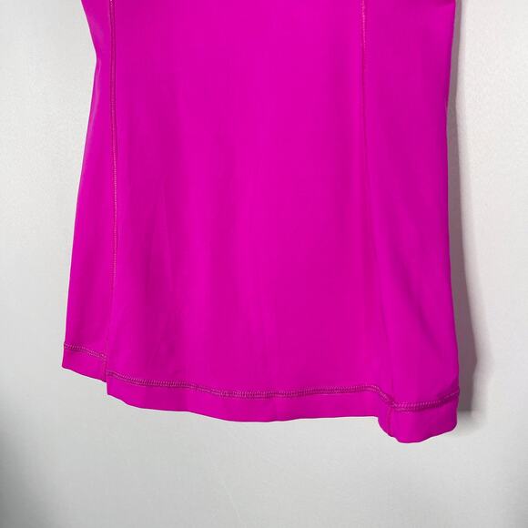 Lululemon Womens 4 Optimal Tank Pow Pink Metallic Silver Cut Out Shelf Bra VNeck - Picture 3 of 10